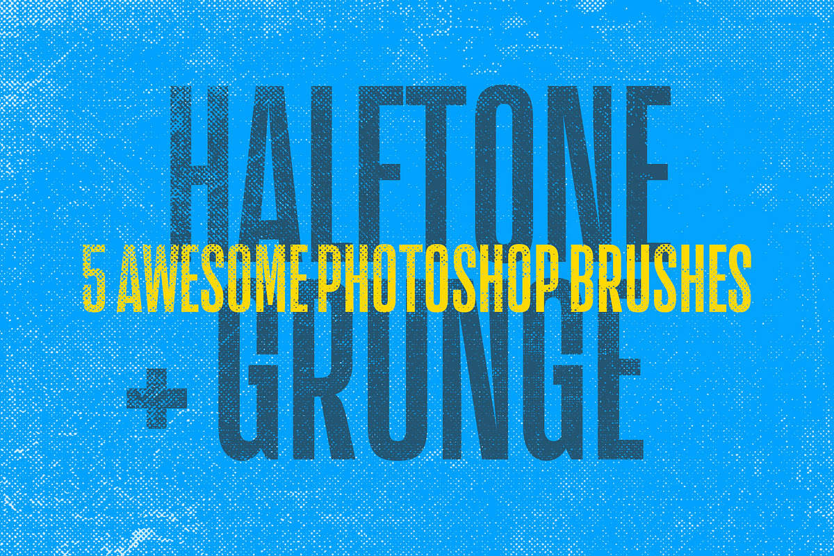 5 Halftone Grunge Brushes + Action, a Brush Add-On by P-G-H (Photo 3 of 4)