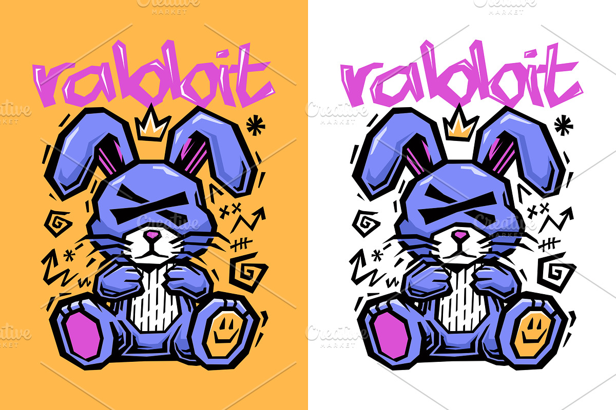 Streetwear Rabbit Graffiti Design, an Animal Illustration by Pries Studio (Photo 2 of 3)