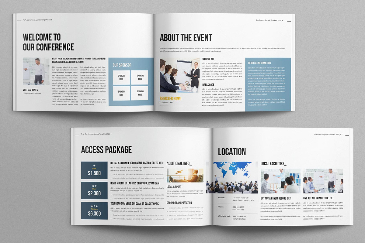 Conference Agenda Template Landscape, a Brochure Template by E-Type (Photo 3 of 8)