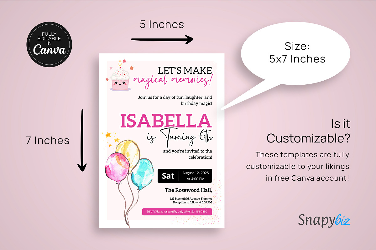 Birthday Invitation For Kids, an Invitation Template by Snapybiz (Photo 6 of 10)