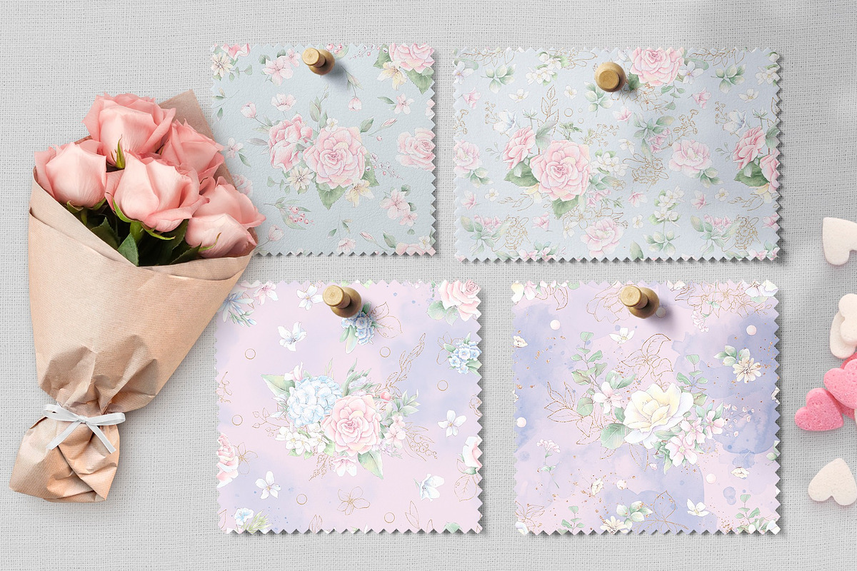 Delicate roses  flowers. Patterns, a Pattern Graphic by Yuliya Art (Photo 8 of 9)