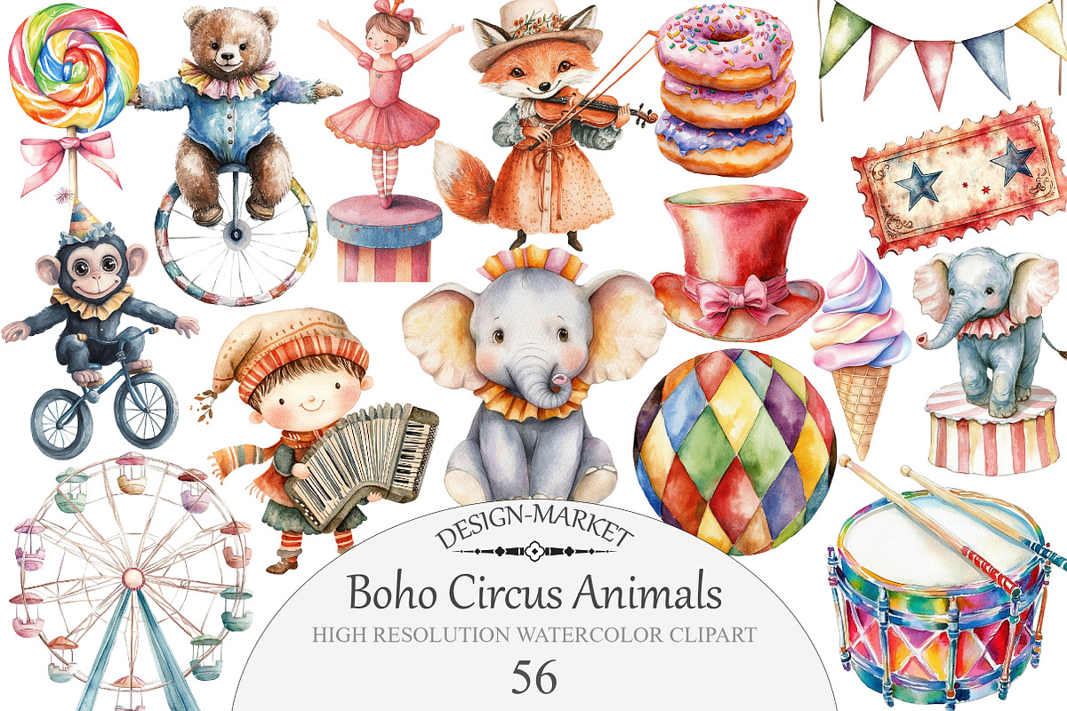 Boho Circus Animals, an Illustration by Design Market (Photo 1 of 5)