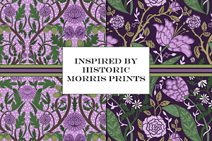 William Morris Floral Pattern Purple