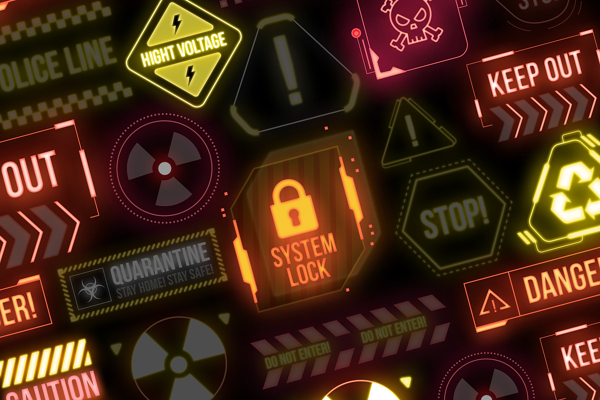 Cyberpunk Warning Signs, an Object Graphic by Pixflow