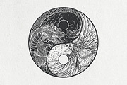 Phoenix Dragon YinYang Vector Logo, a Decorative Illustration by Suvham Roy (Thumbnail 4 of 6)