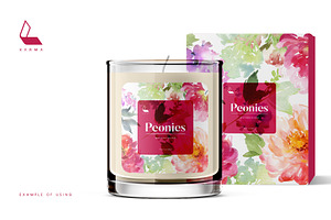 Watercolour Peonies Set