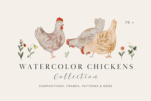 Watercolor Chickens Collection