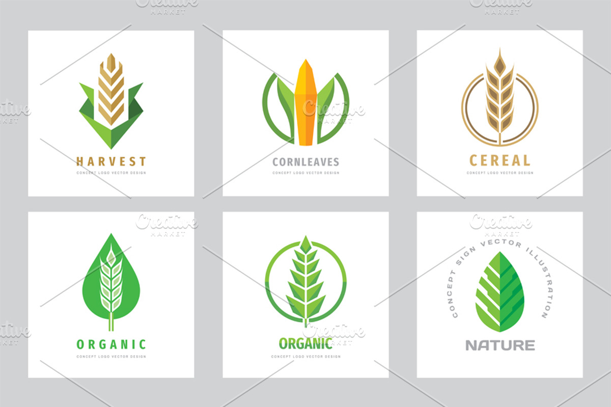 Cereal Organic Harvest Logo Set, a Branding & Logo Template by serkorkin