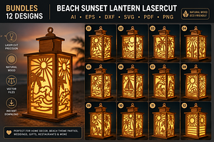 Beach Sunset Lantern Lasercut