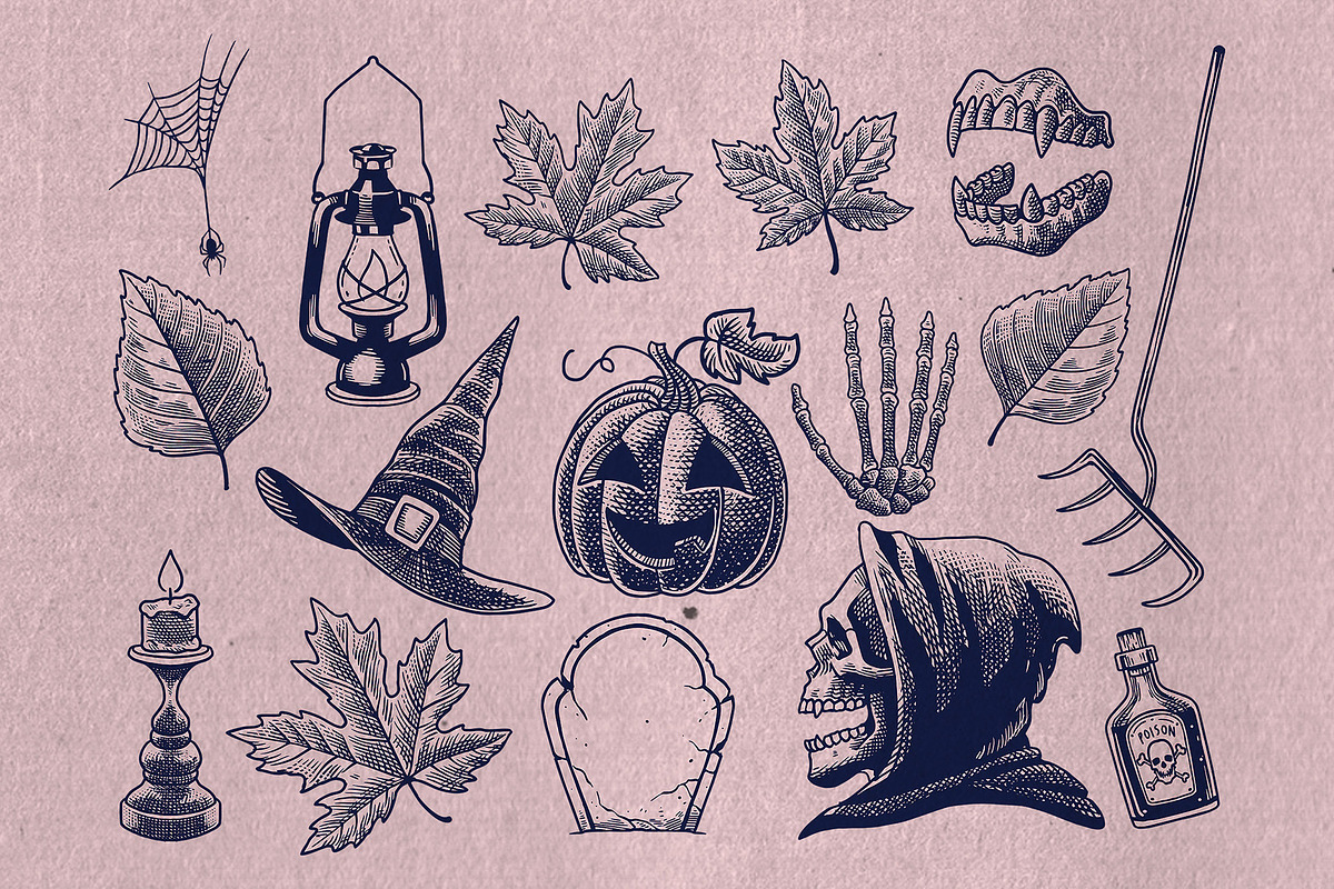 Halloween Illustration Design Set, a Seasonal Illustration by bazzier_graphik (Photo 2 of 10)