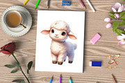 Watercolor Cute Baby Sheep Clipart, an Illustration by CraftArtStudio (Thumbnail 3 of 5)