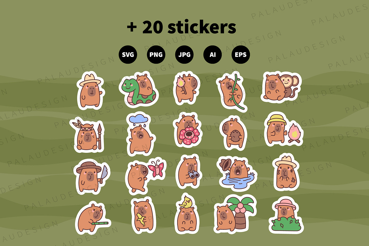 Cute Capybara Jungle Adventure, an Animal Illustration by Palau (Photo 12 of 12)