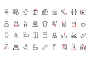 Furniture equipment home icons, an Object Illustration by Lemberg Vector