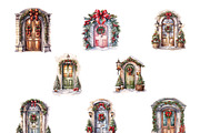 Watercolor Christmas Door Clipart, an Object Illustration by Design Scotch (Thumbnail 3 of 9)