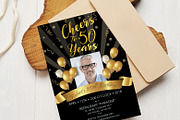 50th Birthday Invitation Black Gold, an Invitation Template by DreamsClipArt (Thumbnail 1 of 4)