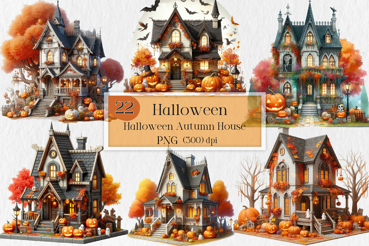 Halloween Autumn House Sublimation, an Illustration by Creative Art (Photo 1 of 4)