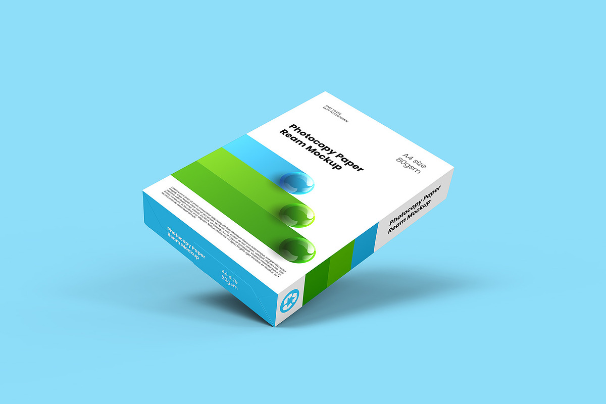 Photocopy Paper Ream Mockup, a Packaging Mockup by Illusiongraphic (Photo 3 of 20)