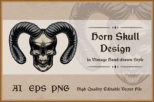 Horn Skull Design Vector, an Illustration by vectstudio