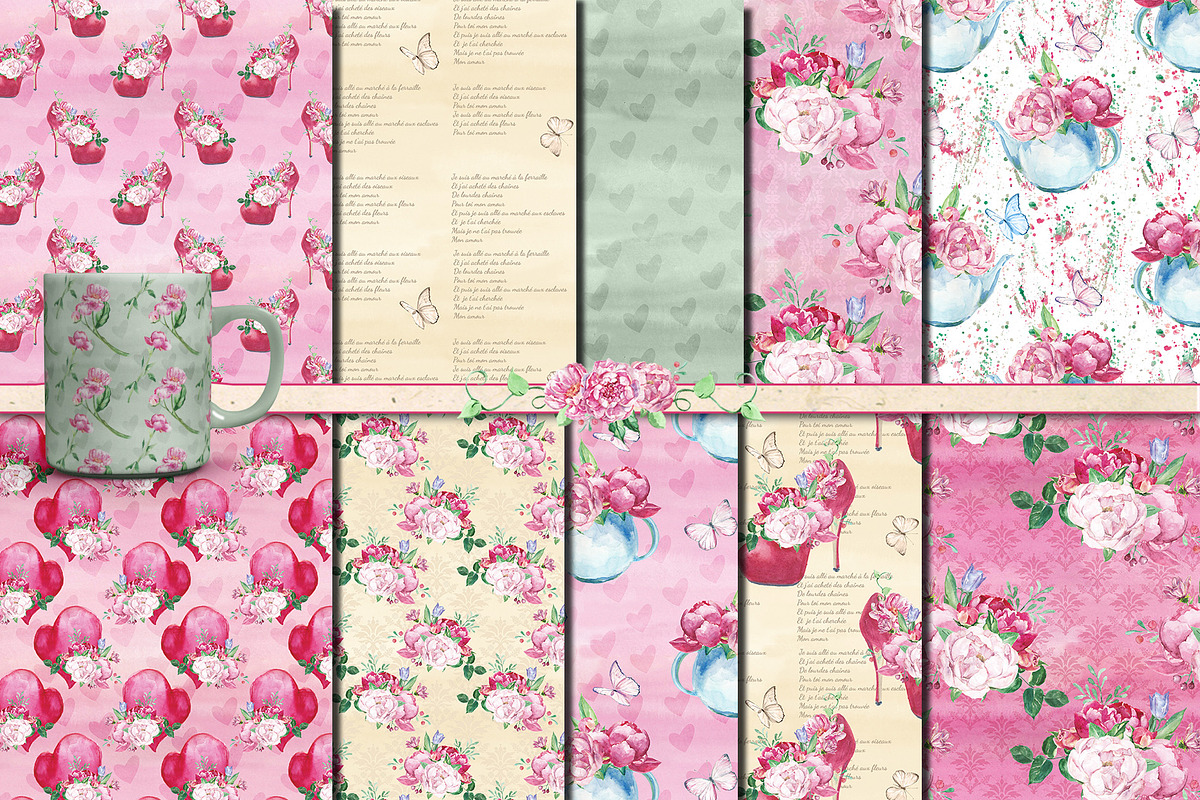 Romantic bouquet watercolor set, an Illustration by DollyPotterson (Photo 8 of 8)