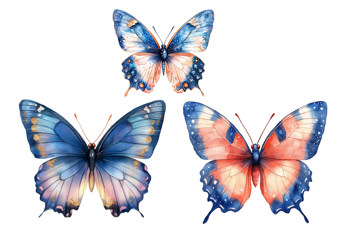 Blush and Blue  Butterflies clipart, an Illustration by Designworld (Photo 4 of 5)