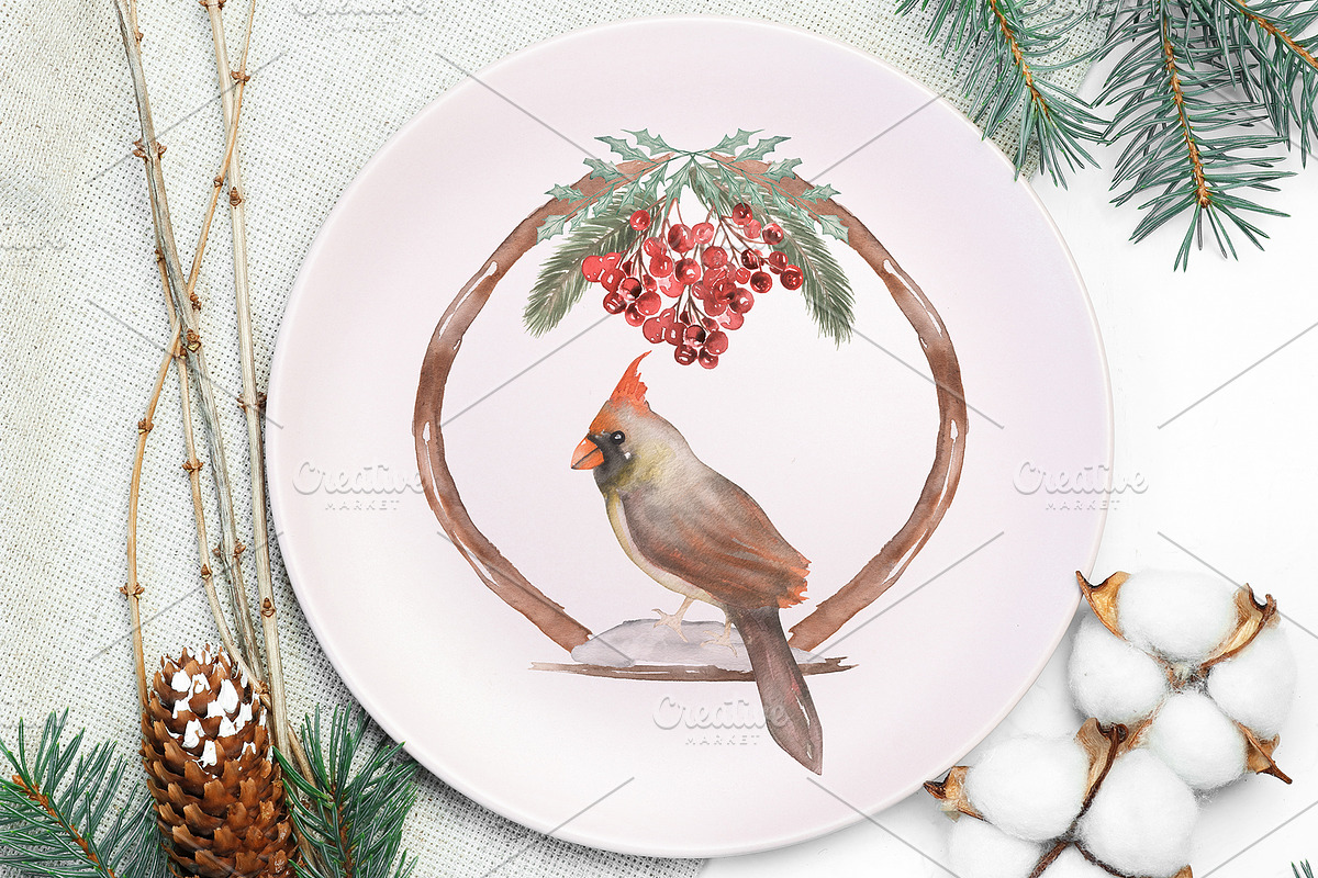 Watercolor Winter Birds Set, an Animal Illustration by MayaNavits (Photo 3 of 5)