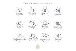 ZODIAC SIGNS LINE ART