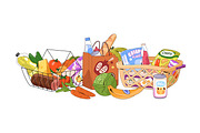 Grocery baskets for shopping food, a Food Illustration by PaperTrident (Thumbnail 8 of 9)