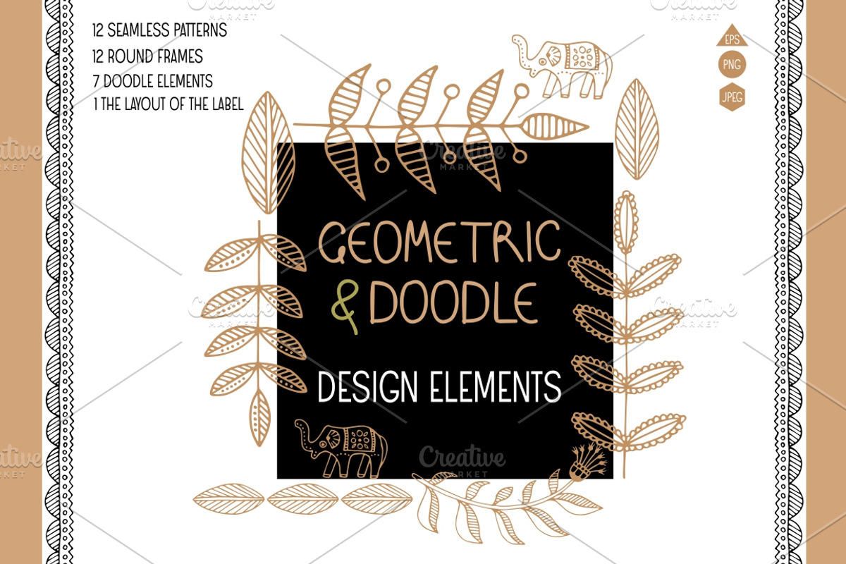 Geometric and doodle design elements, a Decorative Illustration by OlgaAlekseenko (Photo 1 of 4)