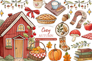 Cozy Autumn Clipart Bundle