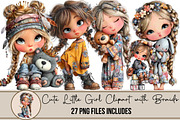 Cute Little Girl Clipart with Braids, an Illustration by DreamArtGraphic (Thumbnail 1 of 4)