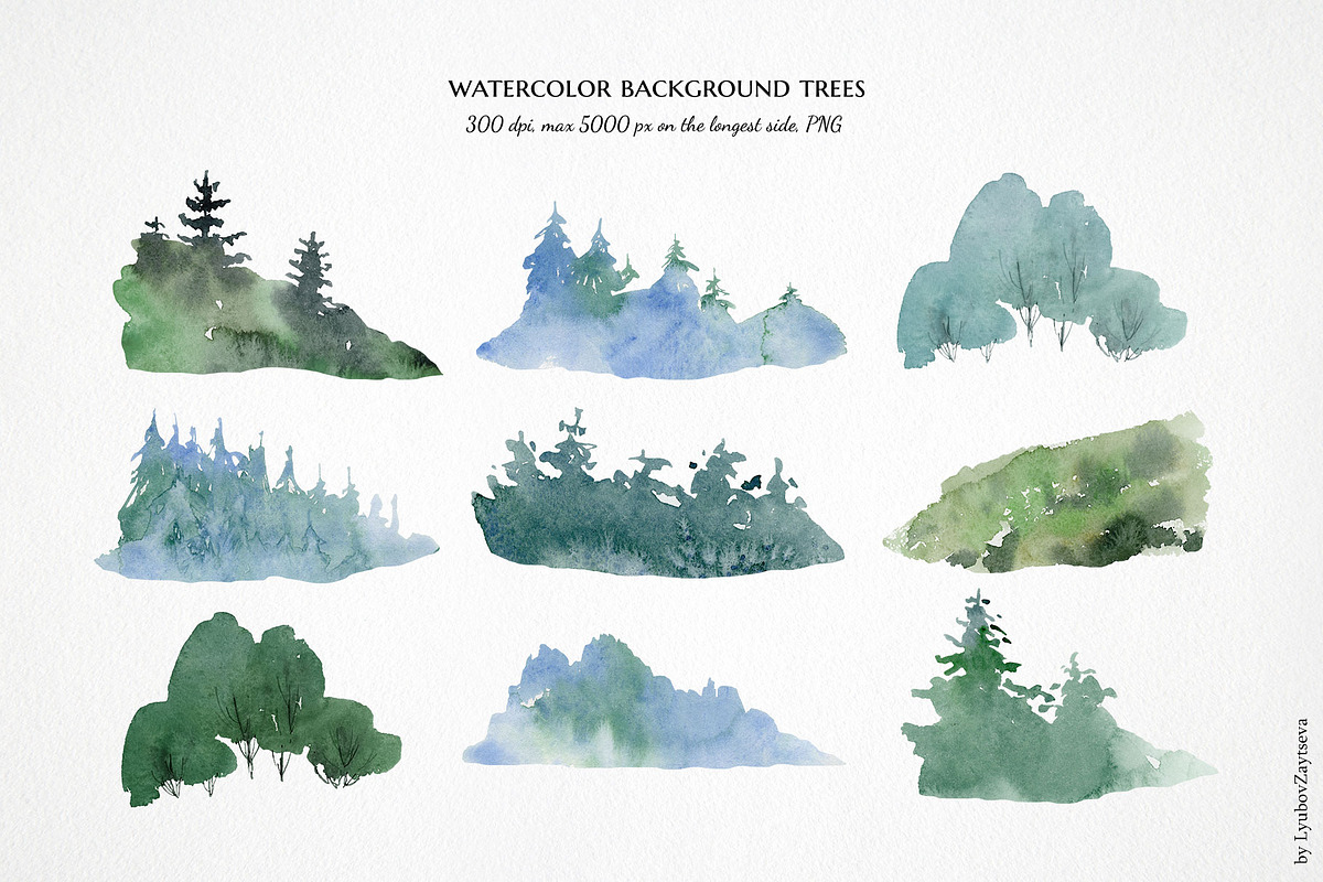 watercolor landscape creator clipart, a Decorative Illustration by LyubovZaytseva (Photo 4 of 27)