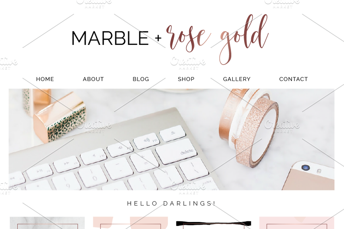 50 Piece Blog Kit Marble & Rose Gold, a Templates & Theme by Inky Jar Design Studio (Photo 5 of 6)