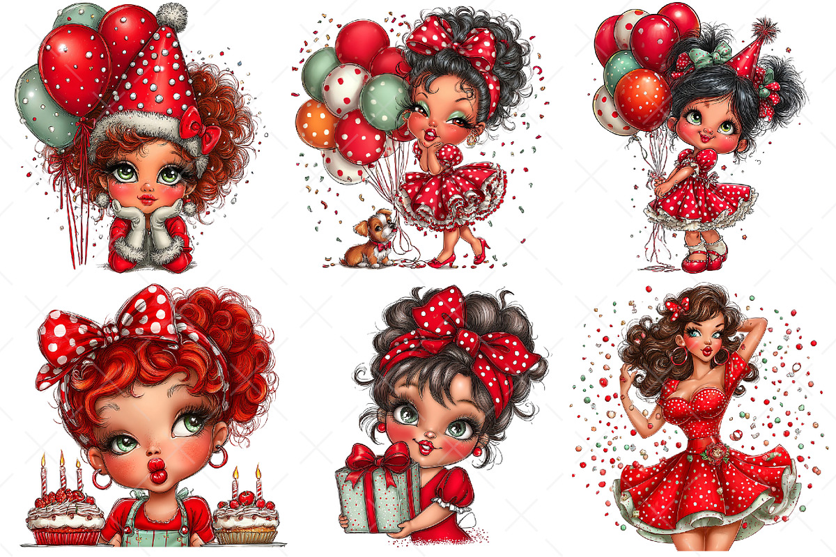 Funny Birthday Party Girl Bundle, an Illustration by Craft Nest (Photo 2 of 9)