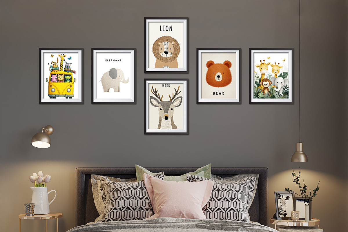 Safari Animal Nursery Wall Art Set, a Poster Template by Pixeness Studio (Photo 2 of 6)