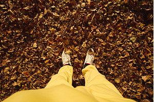 A person in yellow pants walks on a, a Nature Photo by darksoul72