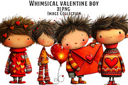 Whimsical Valentine Boy Clipart, an Illustration by Dream Creation (Thumbnail 1 of 4)