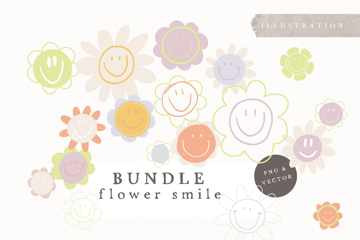 FLOWER SMILE / vector + png, an Illustration by KruthDesign (Photo 1 of 7)
