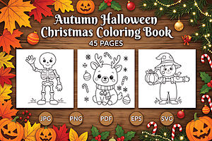 Autumn Halloween Christmas Coloring