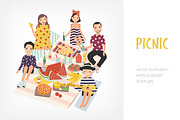 People on summer picnic poster, a Food Illustration by Good Studio (Thumbnail 1 of 4)