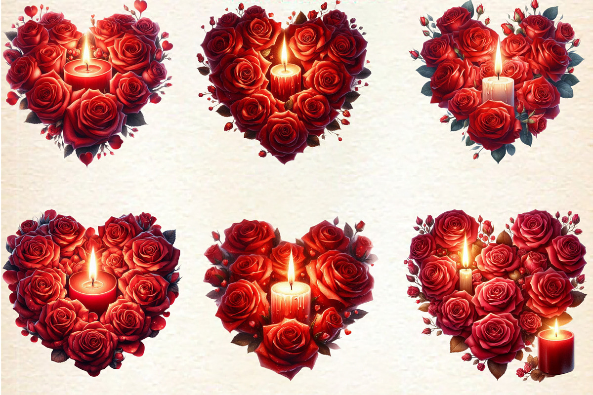 Valentine's Day Roses Heart Clipart, an Illustration by DreamArtGraphic (Photo 4 of 6)