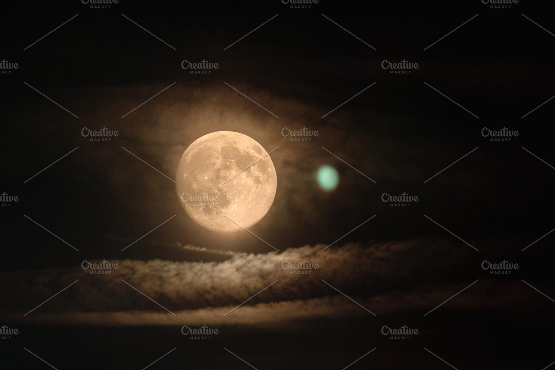 Full Moon Behind Thin Clouds in Dark, a Wallpaper Photo by Elena Vagengeim