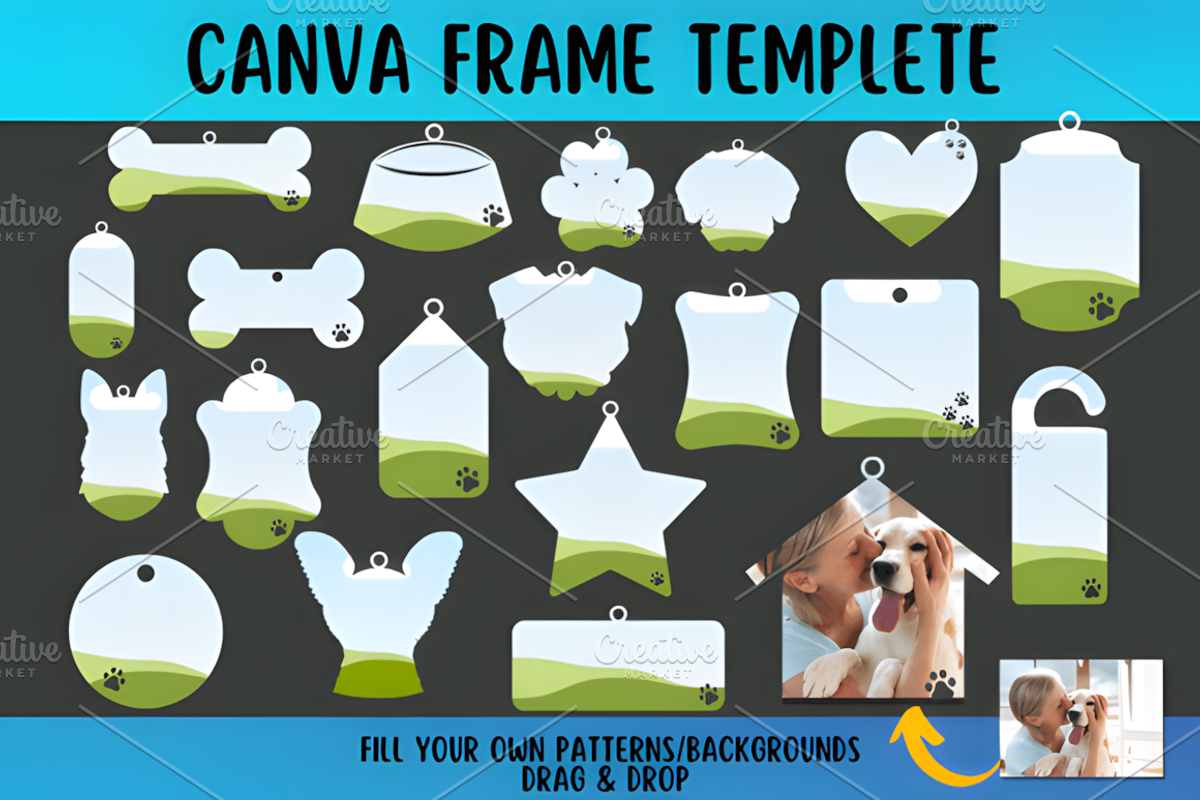 Dog Tag Frame. Canva Frame Template., a Marketing Template by Ink Gallery (Photo 1 of 3)