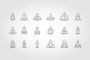 Rocket icons set. Space ship launch, an Outline Icon by PrastHF (Thumbnail 1 of 2)