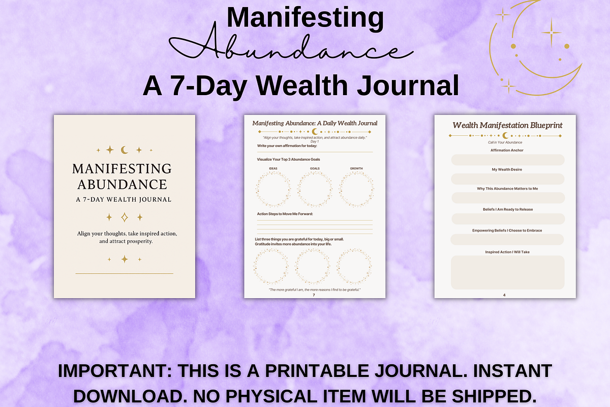 Manifesting Abundance: 7-Day Journal, a Stationery Template by Raven&RoseStudio (Photo 1 of 4)