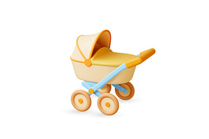 Stroller 3d icon. Isolated newborn, an Illustration by Valerie Bodnar