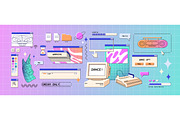 Retro user interface elements set, an Object Illustration by PaperTrident (Thumbnail 1 of 5)