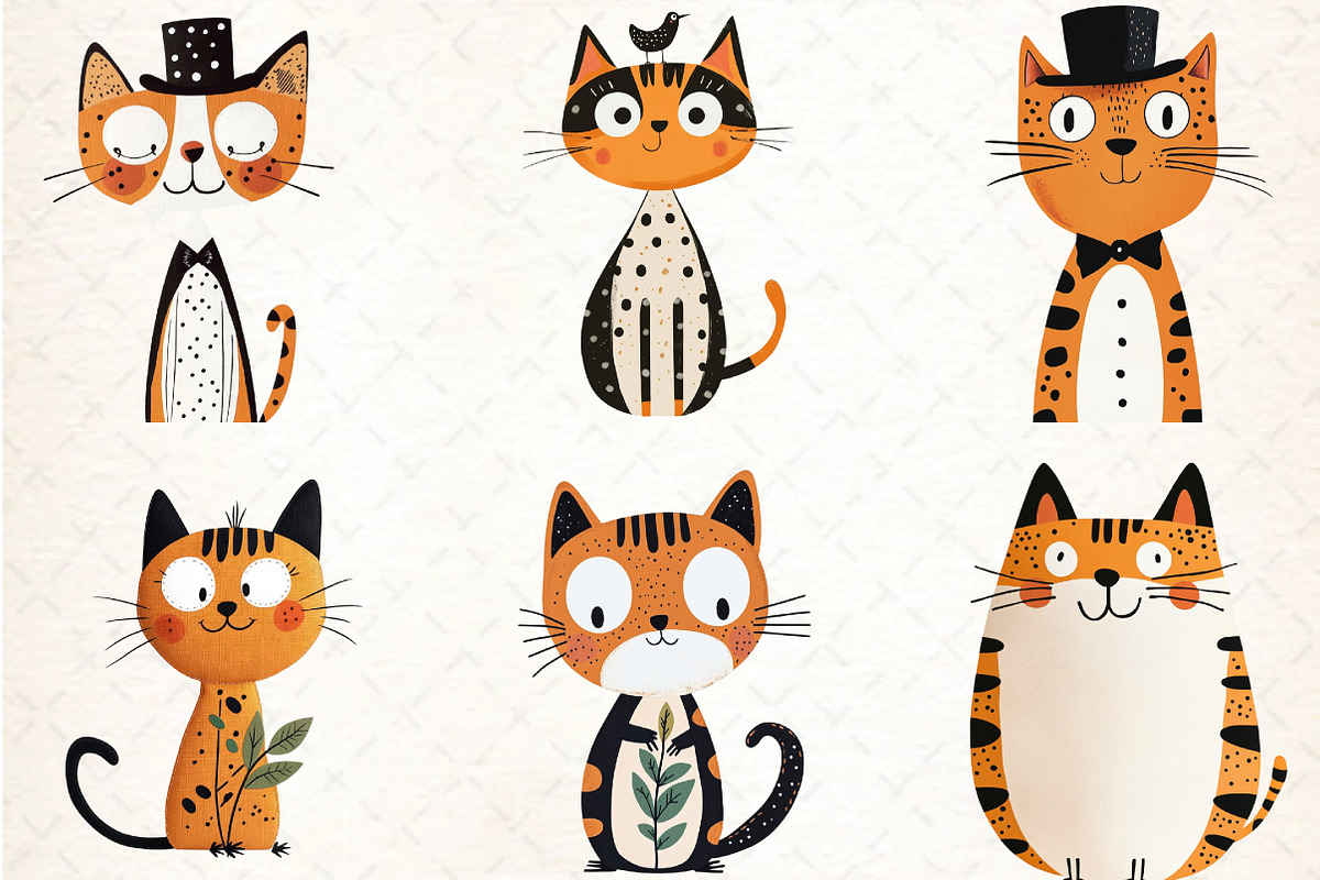 Quirky Cats Hand-drawn Clipart, an Illustration by DreamCafeArt (Photo 4 of 8)