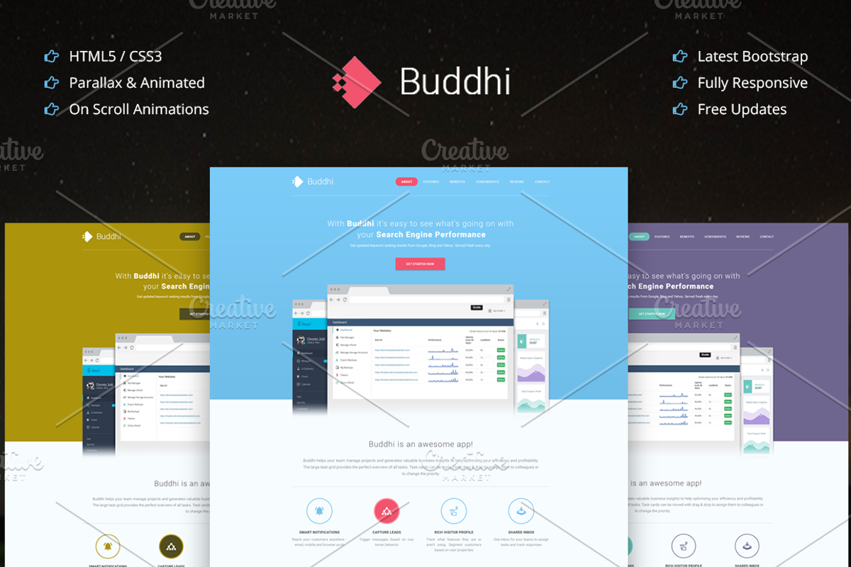 Buddhi - (35% Off) Html5 One Page, an App Template by Pentaclay