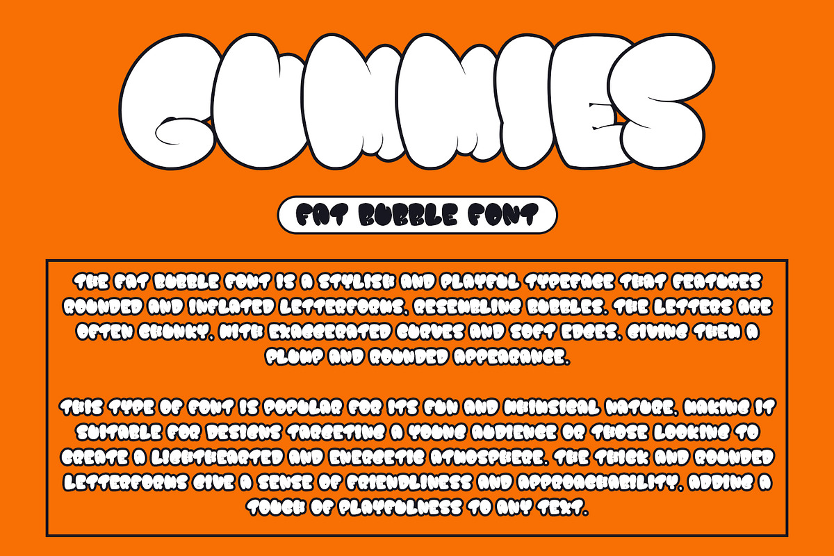 Gummies - Fat Bubble Font, a Font by HeyFonts (Photo 2 of 14)