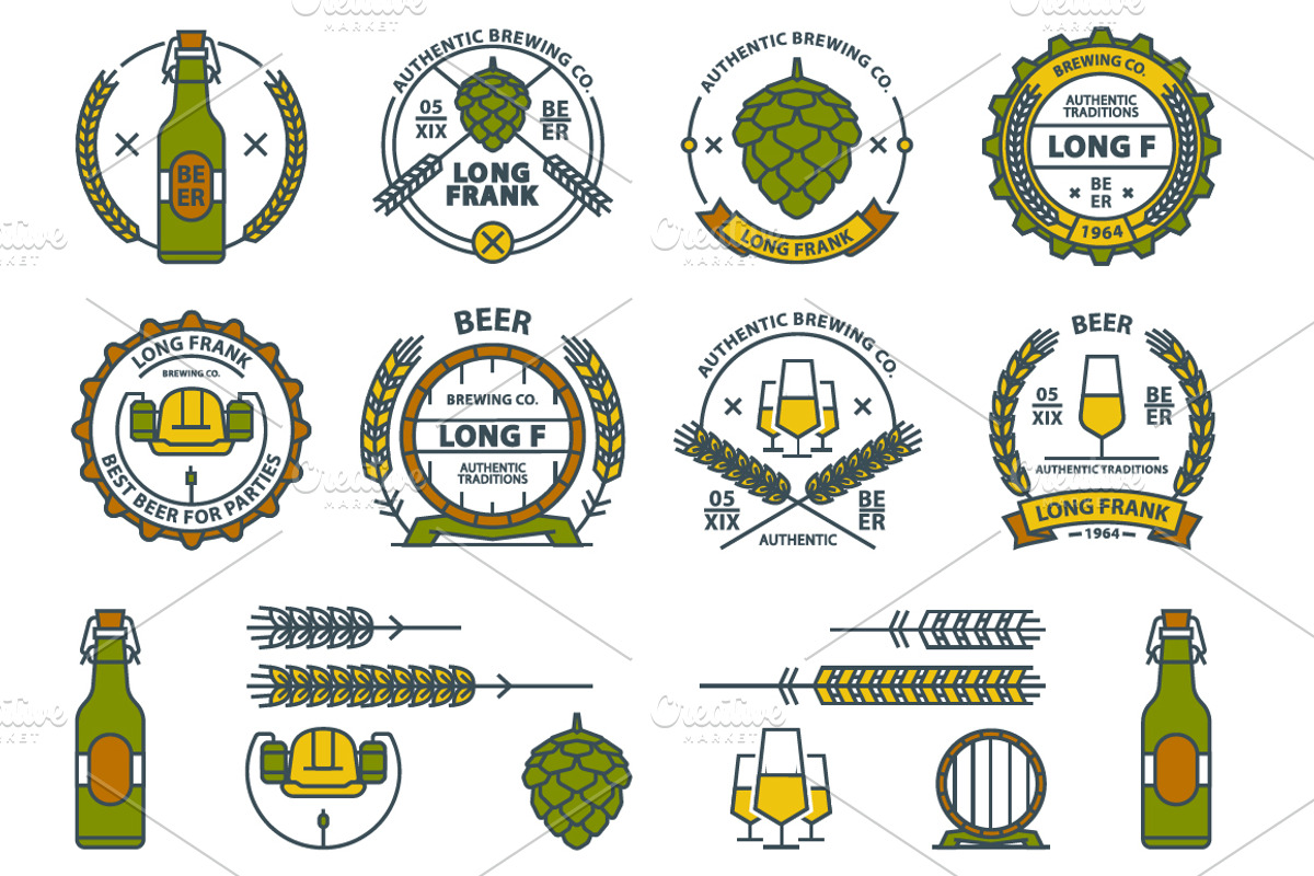 Beer emblems and design elements, a Household Mockup by I-RO